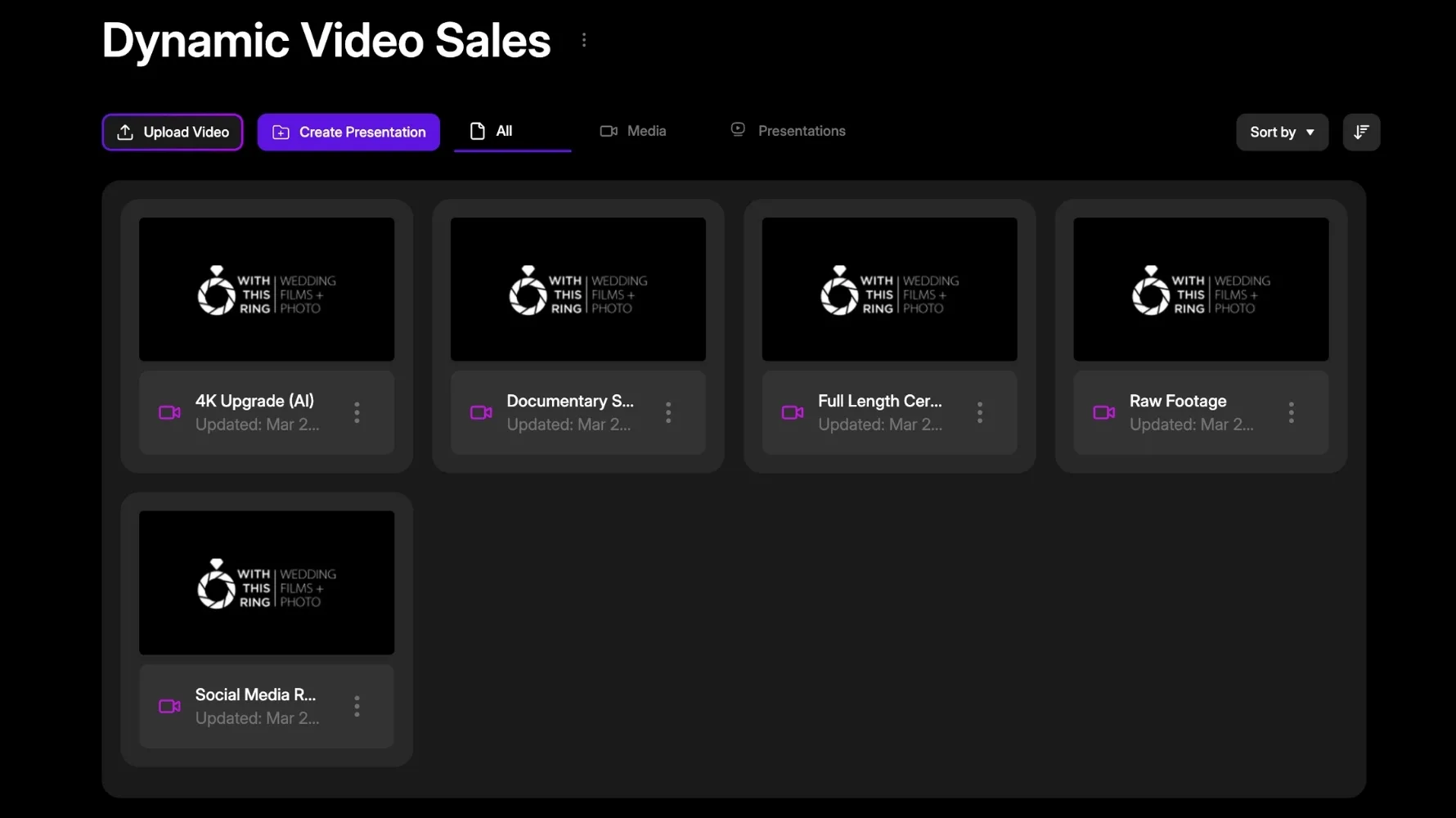 Dynamic Video Sales catalog of add-on videos