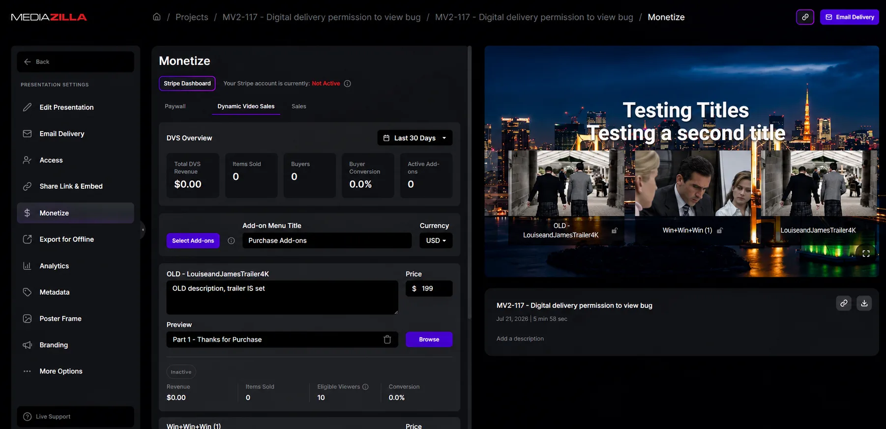 Dynamic Video Sales add-ons inside a presentation