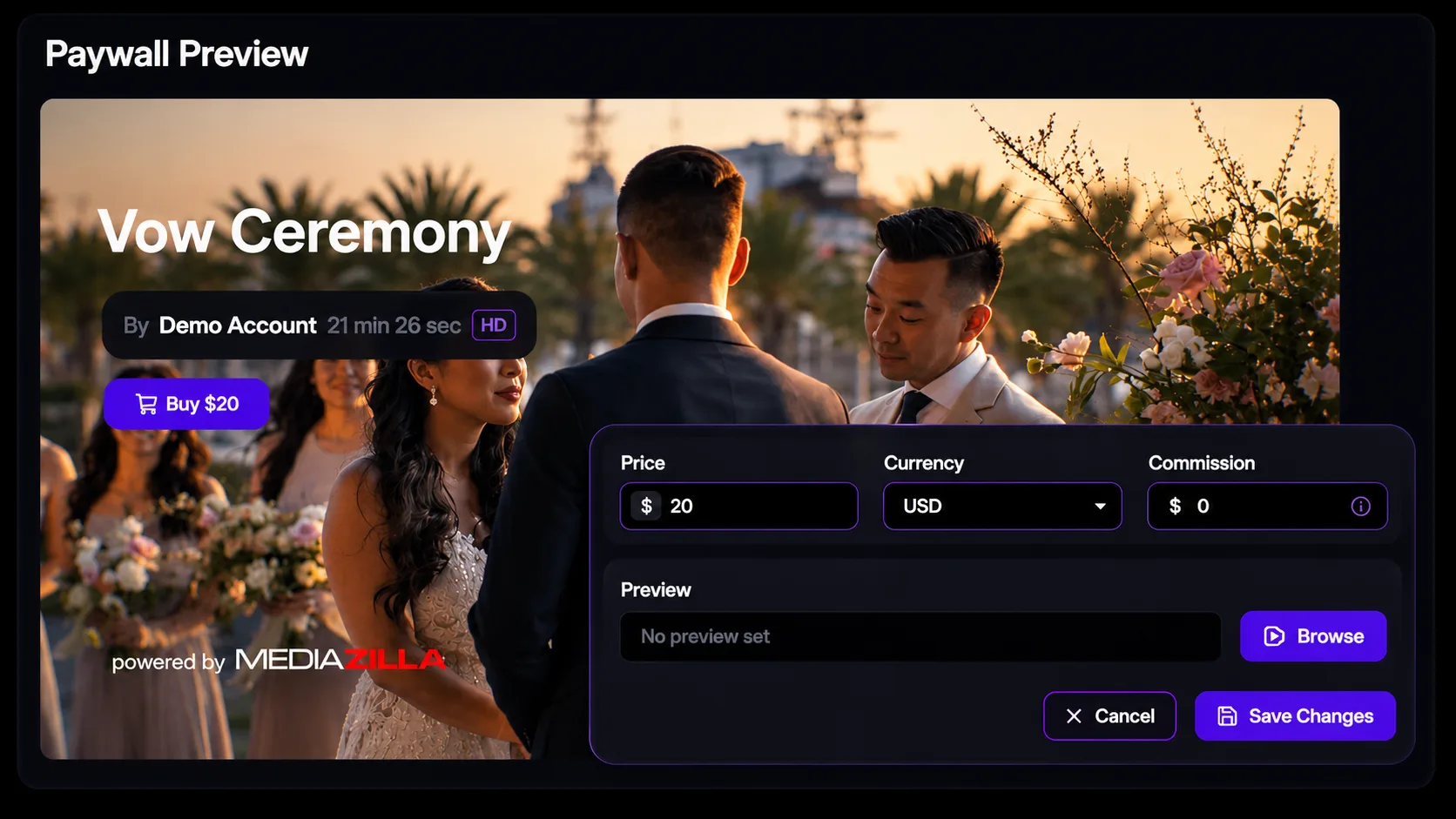 Paywall Preview with price, currency, and preview clip