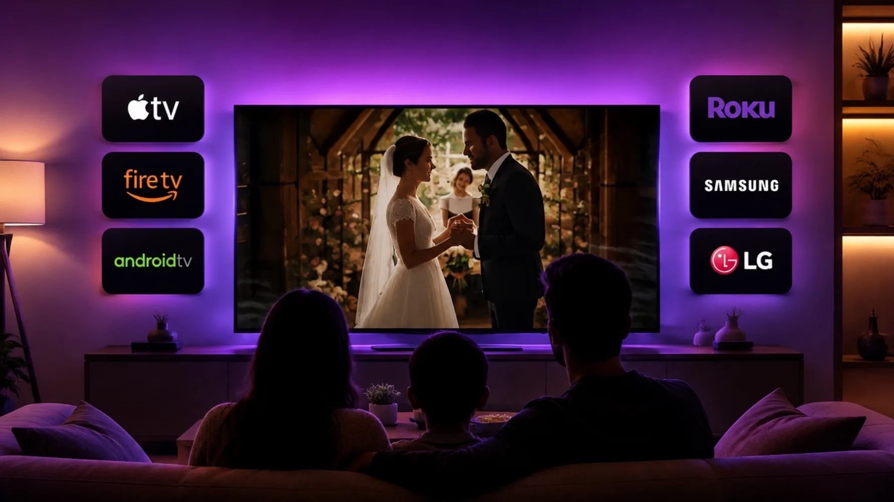 A MediaZilla presentation playing on a living room television