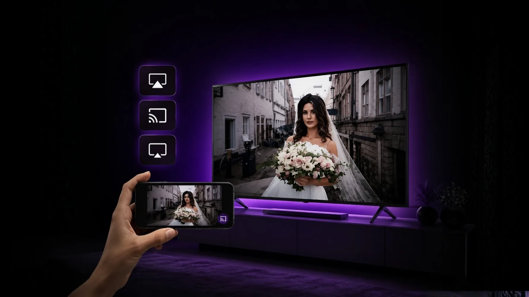 Casting a MediaZilla film from a phone to a living room TV