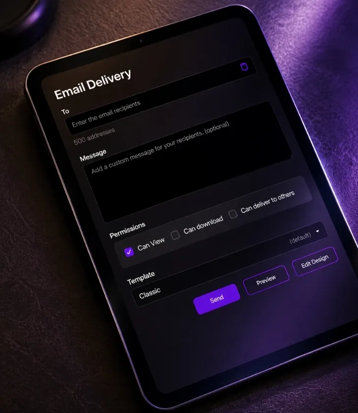 Sending a project with Email Delivery